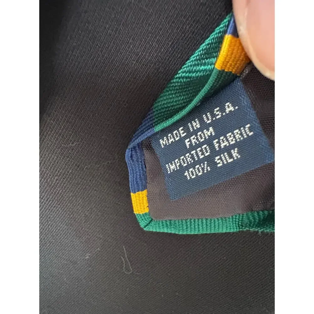 Pair Vintage GAP 100% Silk Made in USA prep school striped ties Navy Blue Green